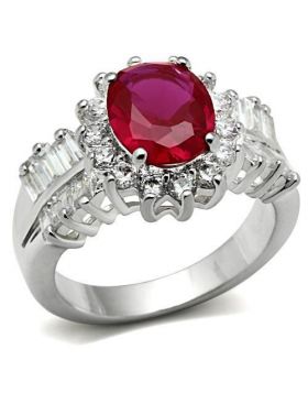 SS009-10 - 925 Sterling Silver Silver Ring AAA Grade CZ Ruby