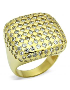 LO2516-4 - Brass Gold Ring AAA Grade CZ Clear