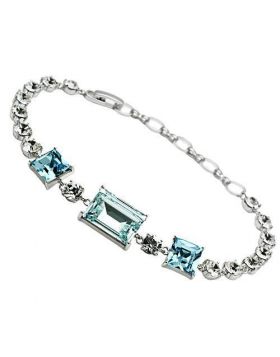 Bracelet,Brass,Rhodium,Top Grade Crystal,Sea Blue