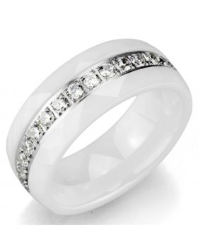 3W983-7 - Stainless Steel High polished (no plating) Ring Ceramic White