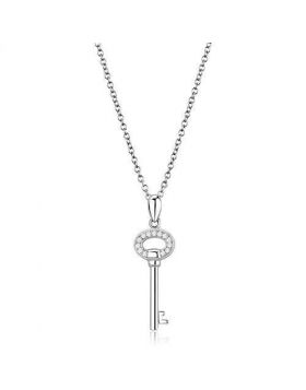 Chain Pendant,925 Sterling Silver,Rhodium,AAA Grade CZ,Clear