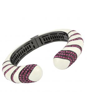 Bangle,Brass,TIN Cobalt Black,Top Grade Crystal,Fuchsia