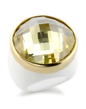 9W193-5 - Brass Gold Ring AAA Grade CZ Citrine Yellow