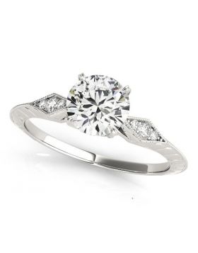 14k White Gold Diamond Engagement Ring with Side Clusters (1 1/8 cttw)