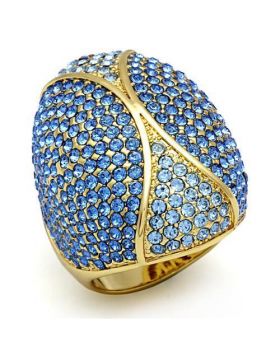 LO2188-6 - Brass Flash Gold Ring Top Grade Crystal Multi Color