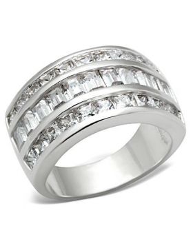 SS022-10 - 925 Sterling Silver Silver Ring AAA Grade CZ Clear