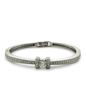 LOAS1329-6.5 - 925 Sterling Silver Rhodium Bangle AAA Grade CZ Clear