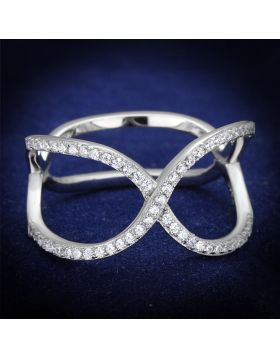 TS427-5 - 925 Sterling Silver Rhodium Ring AAA Grade CZ Clear