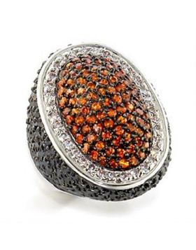 LOA577-7 - Brass Rhodium + Ruthenium Ring AAA Grade CZ Multi Color