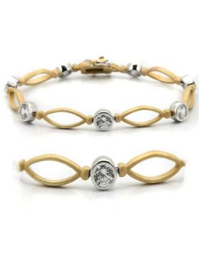 Bracelet,Brass,Matte Gold & Rhodium,AAA Grade CZ,Clear