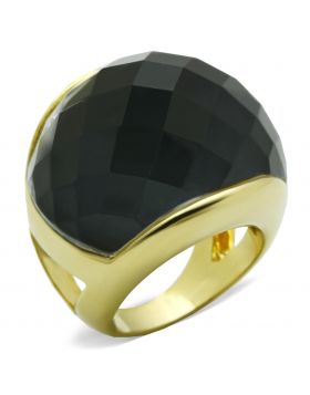 LO1172-7 - Brass Gold Ring Precious Stone White