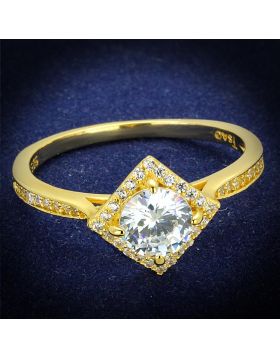 TS500-5 - 925 Sterling Silver Gold Ring AAA Grade CZ Clear