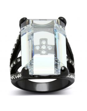 LO3593-6 - Brass TIN Cobalt Black Ring AAA Grade CZ Clear