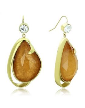 TK1483 - Stainless Steel IP Gold(Ion Plating) Earrings Synthetic Clear