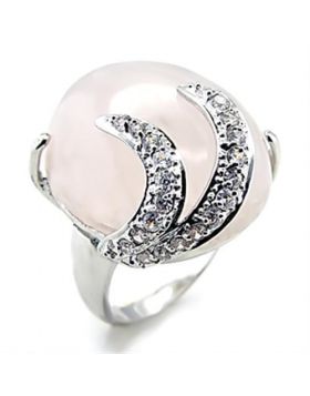6X028-6 - Brass Rhodium Ring Precious Stone Light Rose