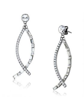 TK1806 - Stainless Steel High polished (no plating) Earrings Top Grade Crystal Clear