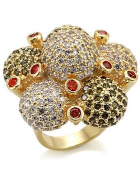 LO1600-10 - Brass Imitation Gold Ring AAA Grade CZ Garnet