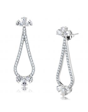 TK3473 - Stainless Steel High polished (no plating) Earrings AAA Grade CZ Clear
