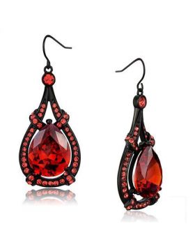 TK2531 - Stainless Steel IP Black(Ion Plating) Earrings AAA Grade CZ Orange