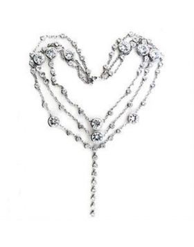 LOA554-16 - 925 Sterling Silver Rhodium Necklace AAA Grade CZ Clear
