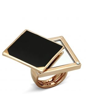 LO2966-8 - Brass Rose Gold Ring Synthetic Clear