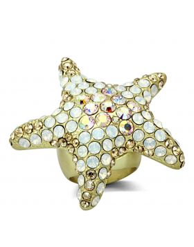 LO2973-7 - Brass Matte Gold Ring Top Grade Crystal Multi Color