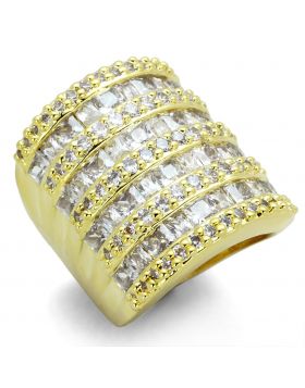 LO3359-10 - Brass Gold Ring AAA Grade CZ Clear