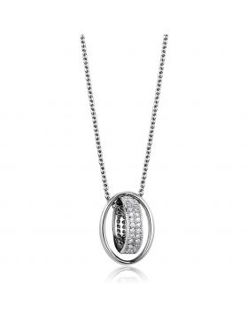 Chain Pendant,Brass,Rhodium,AAA Grade CZ,Clear