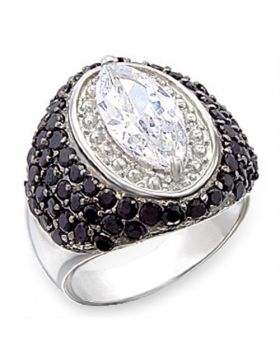 50501-8 - 925 Sterling Silver Rhodium + Ruthenium Ring AAA Grade CZ Clear