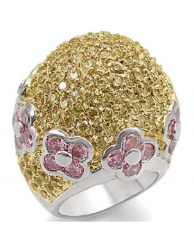 Ring Brass Reverse Two-Tone AAA Grade CZ Rose