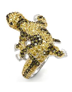 Ring Brass Gold+Ruthenium AAA Grade CZ Multi Color
