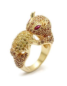 Ring Brass Imitation Gold Synthetic Ruby Garnet