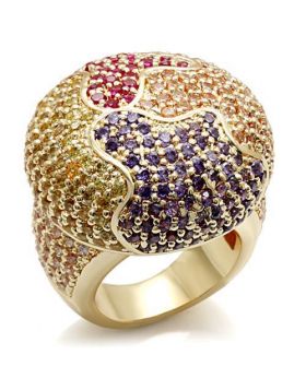 Ring Brass Imitation Gold AAA Grade CZ Multi Color