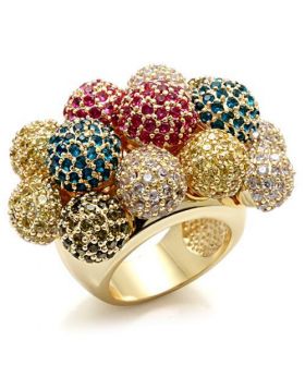 Ring Brass Imitation Gold AAA Grade CZ Multi Color