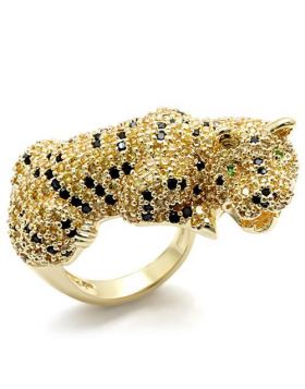 Ring Brass Imitation Gold Synthetic Emerald Synthetic Glass