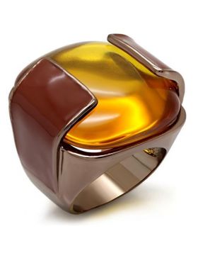 Ring Brass Chocolate Gold AAA Grade CZ Topaz