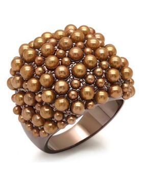 Ring Brass Chocolate Gold Synthetic Brown Pearl