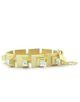 Bracelet Brass Matte Gold Top Grade Crystal Clear