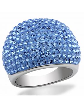 Ring Brass Rhodium Top Grade Crystal Light Sapphire