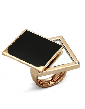 Ring Brass Rose Gold Synthetic Clear Synthetic Glass