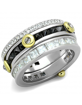 Ring Brass Reverse Two-Tone AAA Grade CZ Black Diamond