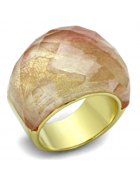 Ring Brass Gold Synthetic Light Peach Synthetic Glass