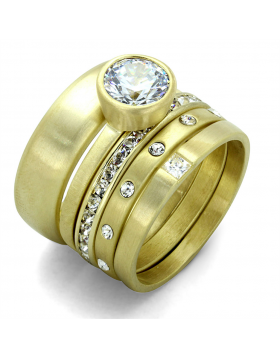 Ring Brass Gold & Brush AAA Grade CZ Clear