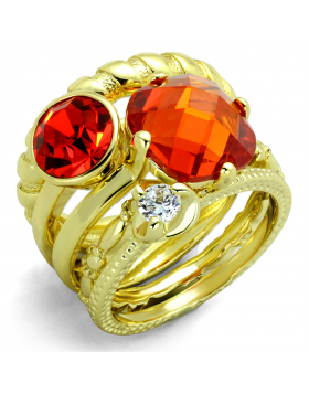 Ring Brass Gold AAA Grade CZ Orange