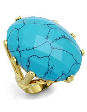 Ring Brass Gold Synthetic Turquoise Turquoise