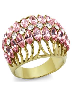 Ring Brass IP Gold(Ion Plating) Top Grade Crystal Rose