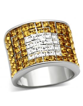 Ring Brass Rhodium Top Grade Crystal Topaz