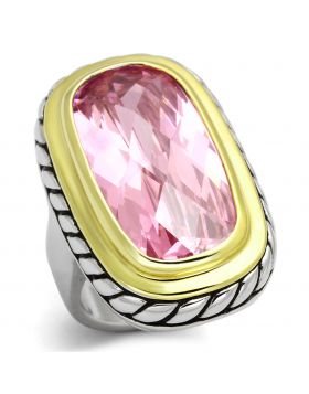 Ring Brass Reverse Two-Tone AAA Grade CZ Rose