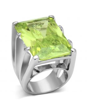 Ring Brass Rhodium AAA Grade CZ Apple Green color