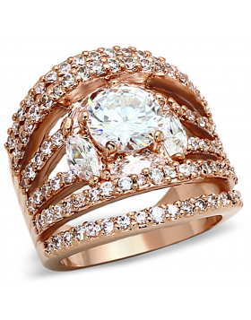 Ring Brass Rose Gold AAA Grade CZ Clear